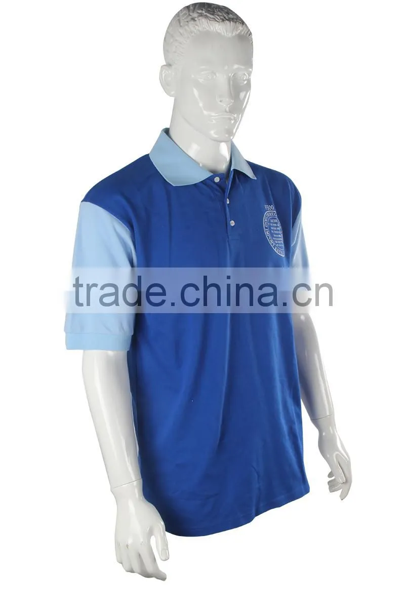 2015 New Arrival Plain Blue Dyed Short Sleeves Cheap Men Model Casual Shirt