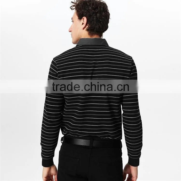 Office formal wear yarn dyed stripe polo t shirt,polo shirt long sleeve