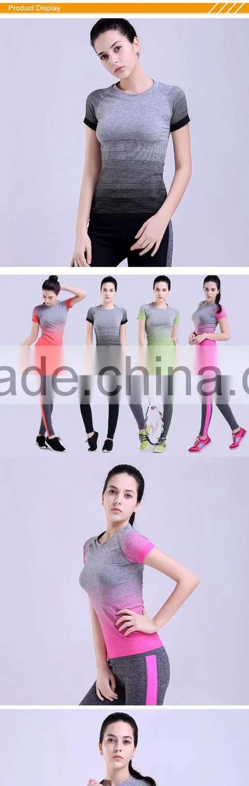 Hsz-103 Top quality ladies T-shirt gym wear for yoga and running women sports top wear
