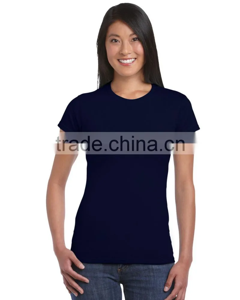 wholesale good quality pure cotton bulk women round neck plain t shirt