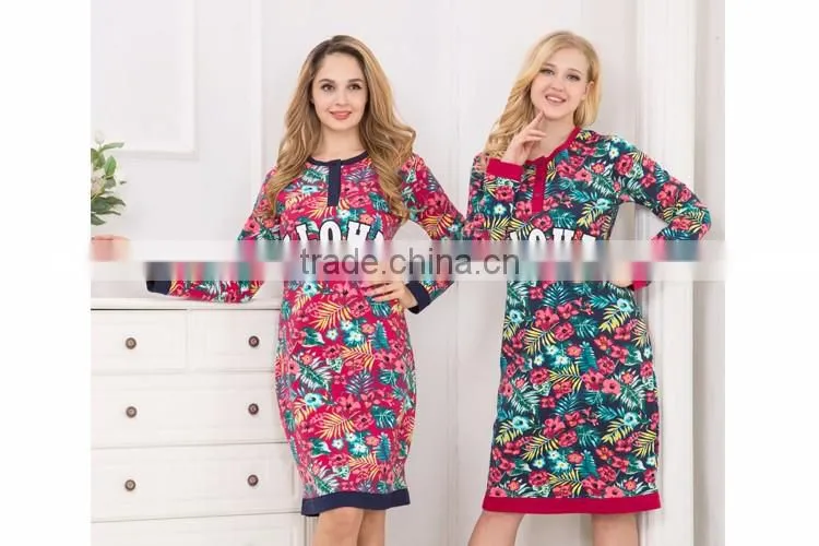 CUSTOM WHOLESALE TOP DESIGN WINTER FANCY COUPLE NIGHTDRESS POLYESTER COTTON ARABIC WOMEN NIGHT GOWNS