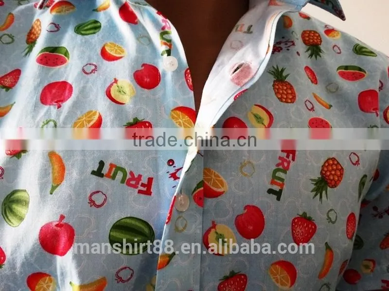 fruit printed short sleeve casual shirt for men