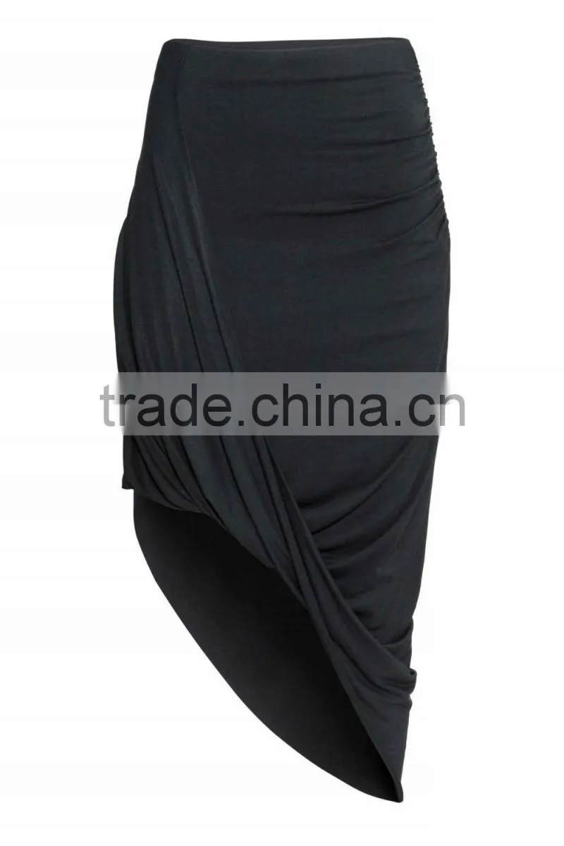 Latest fashion casual draped skirts design for woman 2015
