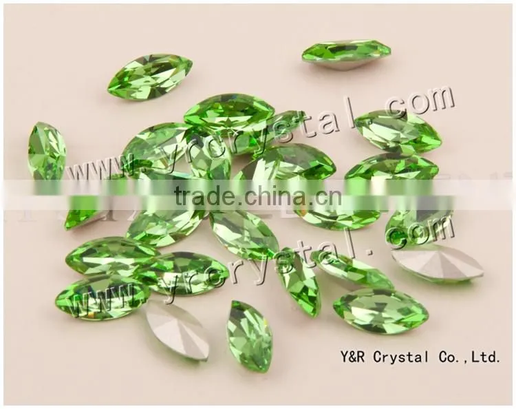 k9 crystal Navette peridot fancy stone crystal beads for wedding dress