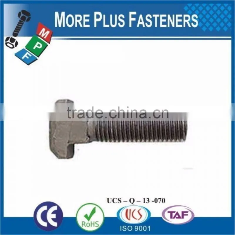 Made In Taiwan Stainless Steel Black Oxide Bright Zinc Plated Tee Head Bolt
