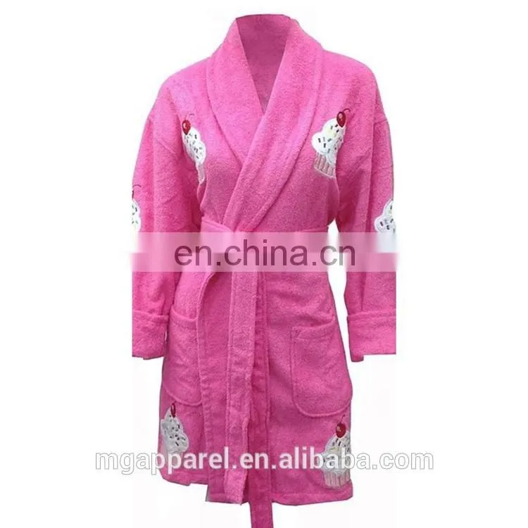 Wholesale Sprinkle Cupcake Applique Long Sleeve Shawl Collar Robe-Pink