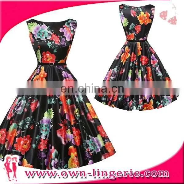 Wholesale rockabillie dress Blue Evening Dresses For Middle Aged Women Fashion Dress Vintage Rockabilly