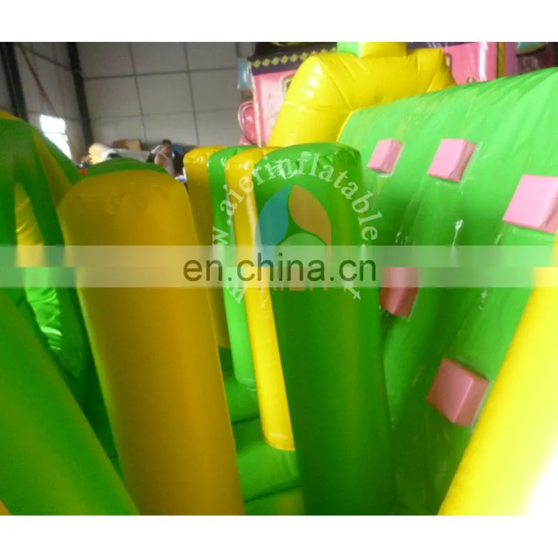 Green Inflatable Obstacle course for elder kids cheap inflatable obstacles for sale