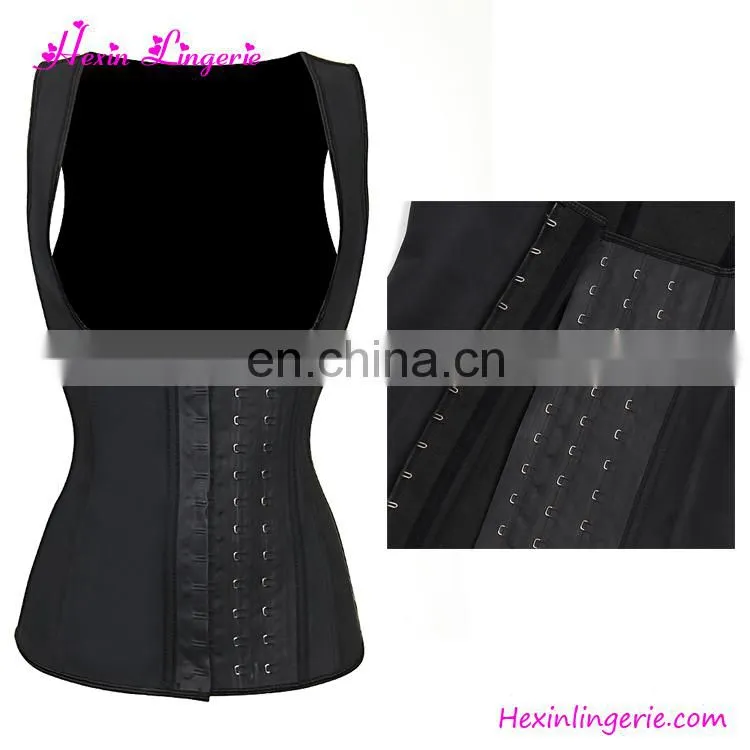 Latex Rubber Black 9 Steel Boned Figure Shaping Women Buckle Corset Women