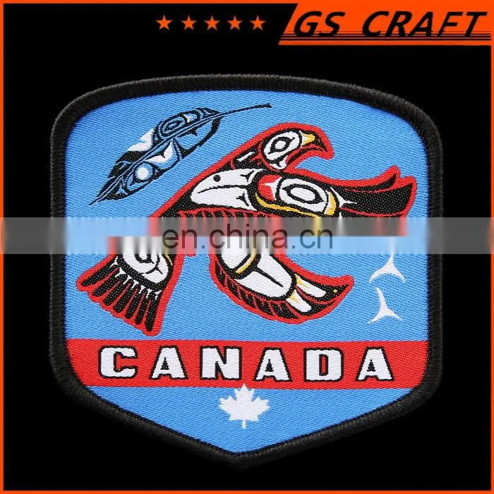 High quality custom logo bird woven decorative clothing patches