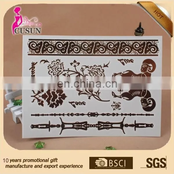 Non-toxic Waterproof tattoo feature blue and silver foil tattoo sticker metal temporary tattoo sticker