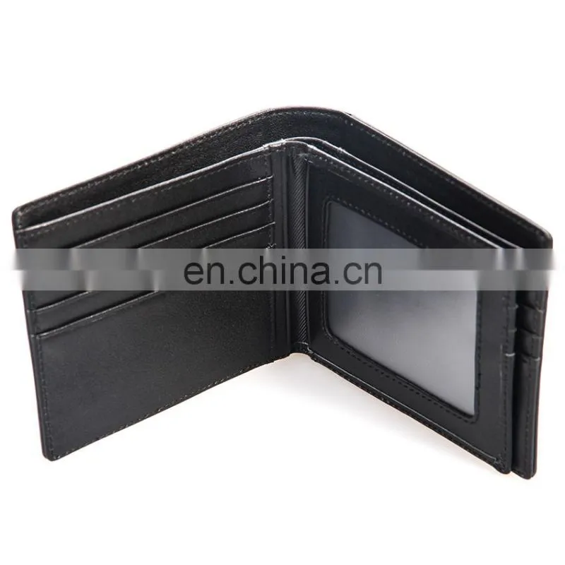Fashion Handmade black slim mens wallet genuine leather