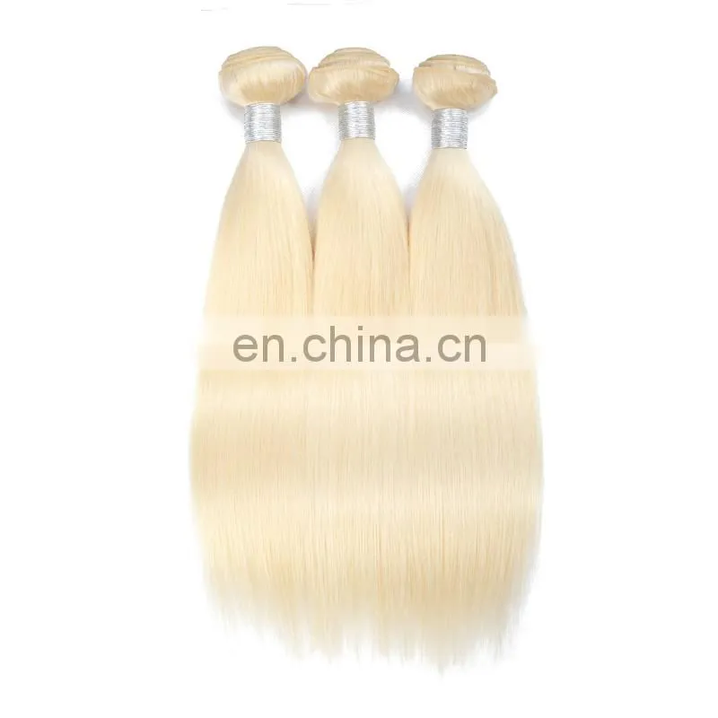 Remy hair color 613 blonde Brazilian hair closure and 3 bundles