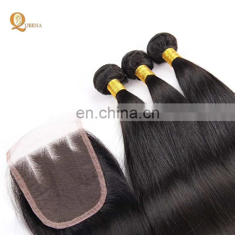 Unprocessed Wholesale Virgin Brazilian Straight Hair Weave Bundles With Closure Brazilian Hair Closure