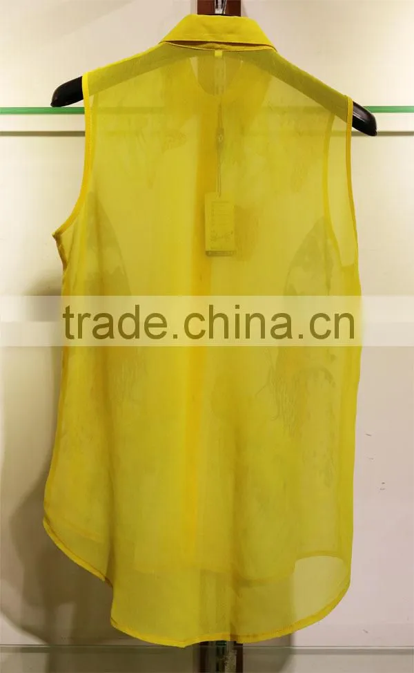 new style 2014 butterfly flower printed chiffon blouse