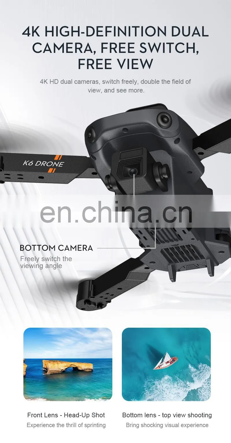 K6 Mini Drone 4K Dual Camera Wifi FPV Four Sides Infrared Obstacle Avoidance Foldable Quadcopter Gifts