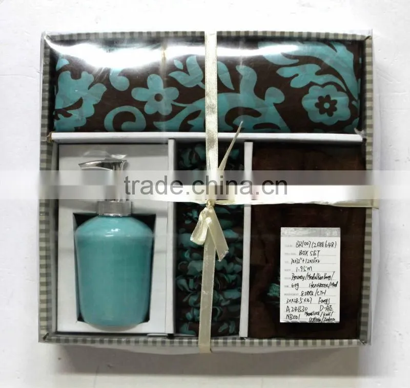 Bath Room Set With Shower Curtain,Ceramic,Towel