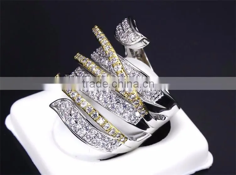 Exclusive New Unique Design Cubic Zircon Wedding Party Contrast Jewelry Ring