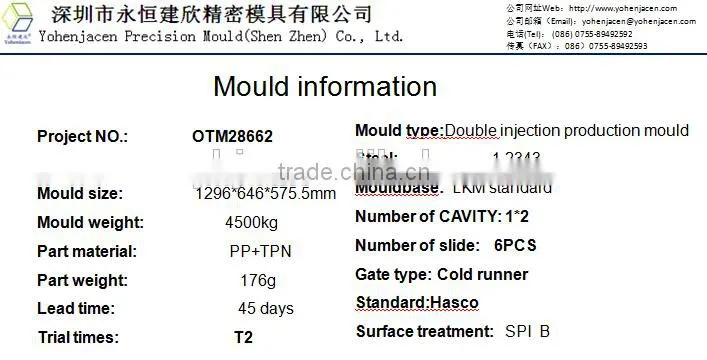 plastic double injection production mould
