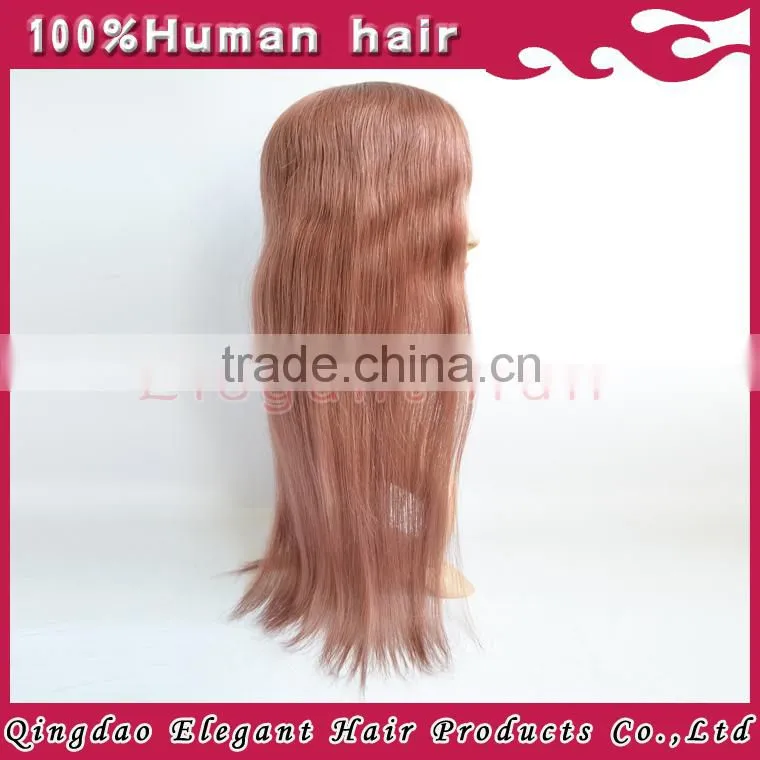 Eleagnt lady hairstyle rose color silk base Malaysian virgin Remy hair wig toupee