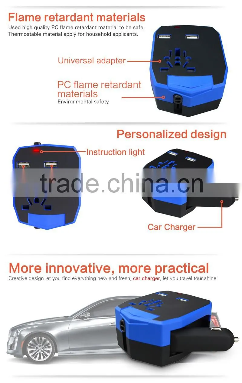 Crazy All-in-1 Universal Travel Power Plug Adapter Charger Car Charger for US, EU and All Countries