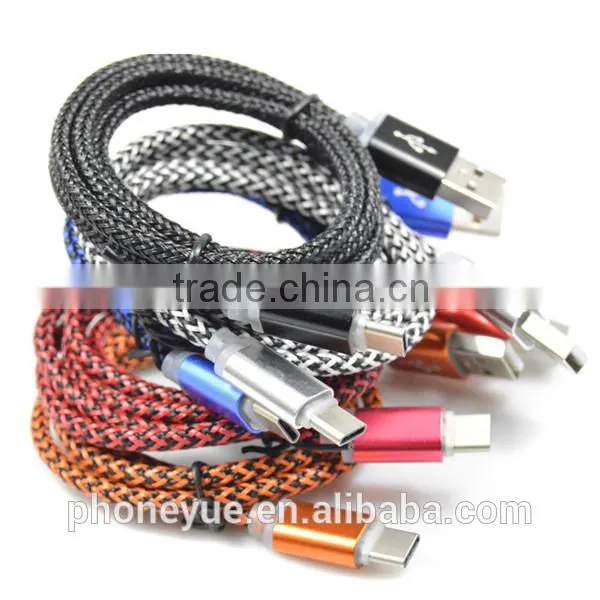 new design colorful nylon braided usb 3.1 type-c cable for type c devices