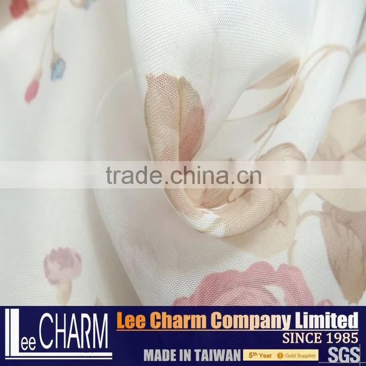 Flowers Snowflake Printed Organza Fabric