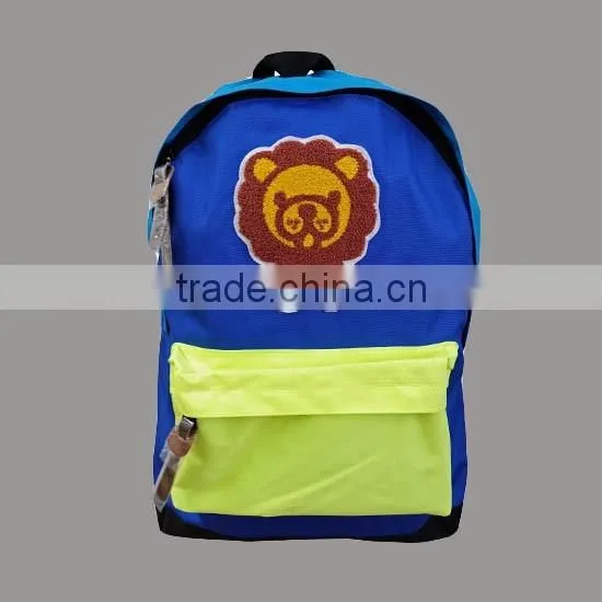 2016 Hot Sell Products Bros Baby Lion Blue Yellow Colorful Bright Color 600D Polyester Backpack