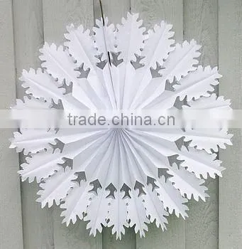 Beautiful white tissue paper snowflakes for festival decor