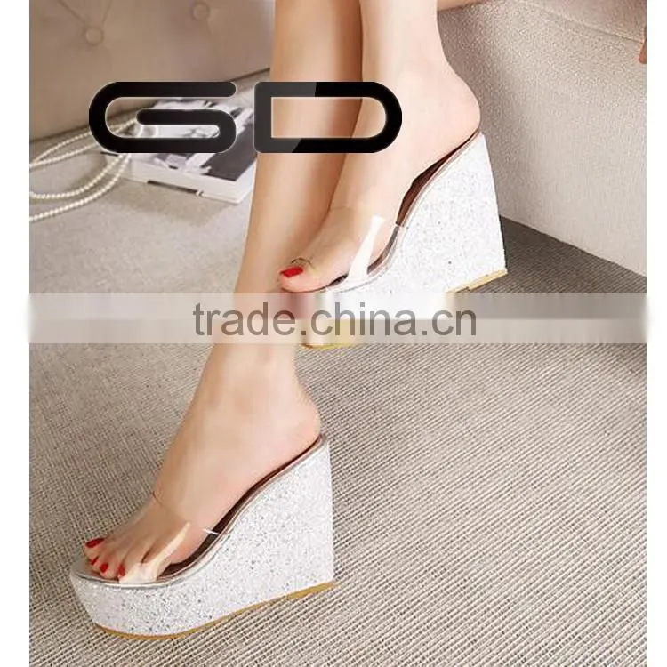 GDSHOE ladies open toe wedge heels sandal slippers
