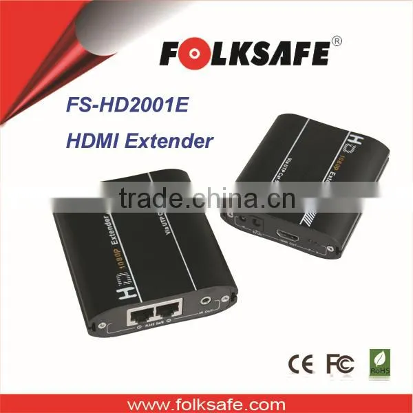 1080P HDMI Extender Folksafe Model FS-HD2001E, Transmits or Receivers HDMI signal via 2 standard UTP cable cat5e/6