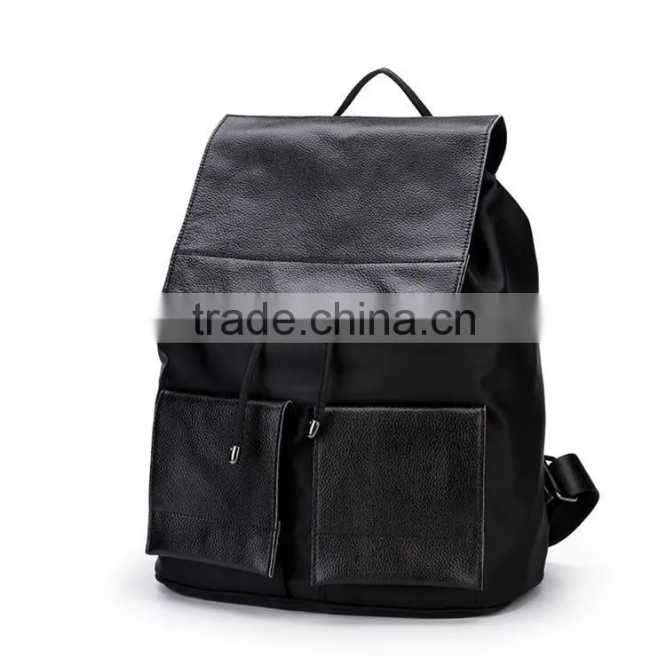 women leather backpack custom fashion design black oxford and calfskin leather backpacks