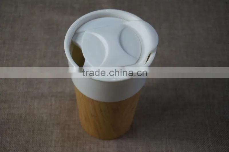 Ceramics coffee cup with bamboo sleeve