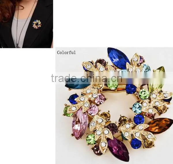 2015 fashion high quanlity crystal chinese redbud flower for elegant lady brooch