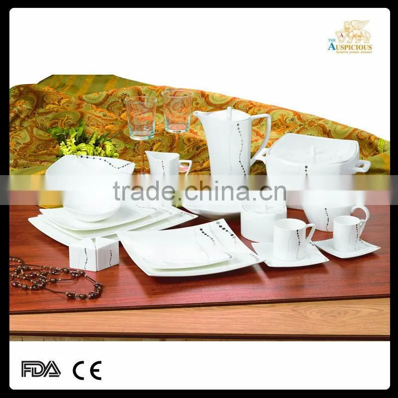 bone china square 75pcs dinnerware set mordern design