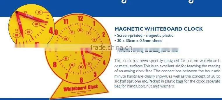Magnetic Teaching Aid Magnetic Whiteboard Clock