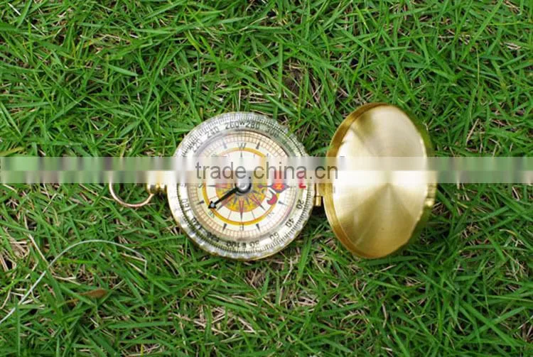 Classic pocket watch style bronzing antique camping compass with night light