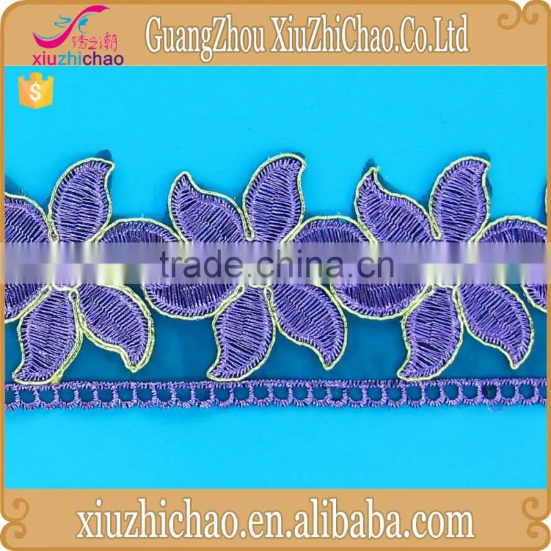 T0270-4a(2.4)many colors embroidery trimming lace with sequin