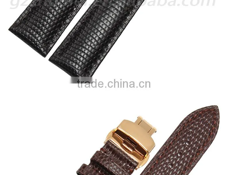 18|20|22|24mm high quality genuine leather Men and women's Watch strap with double click buckle Wholesale 3PCS