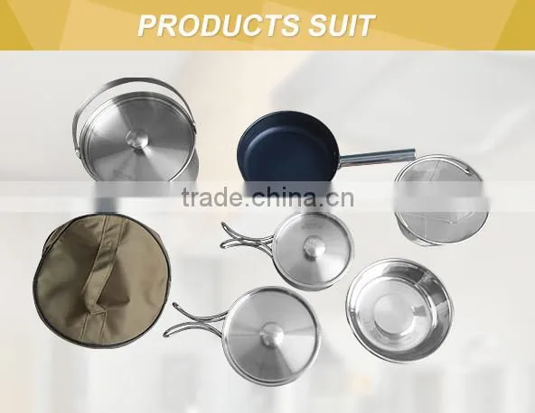 Stainless Steel Pots Foldable Camping Cookware Set