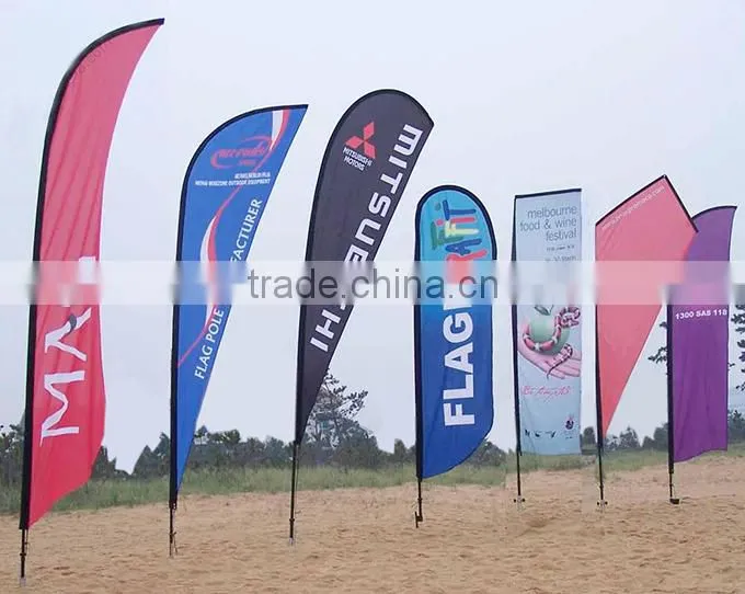 Beach Flying Flagpole, Fiberglass Advertising Flag Banner Stand