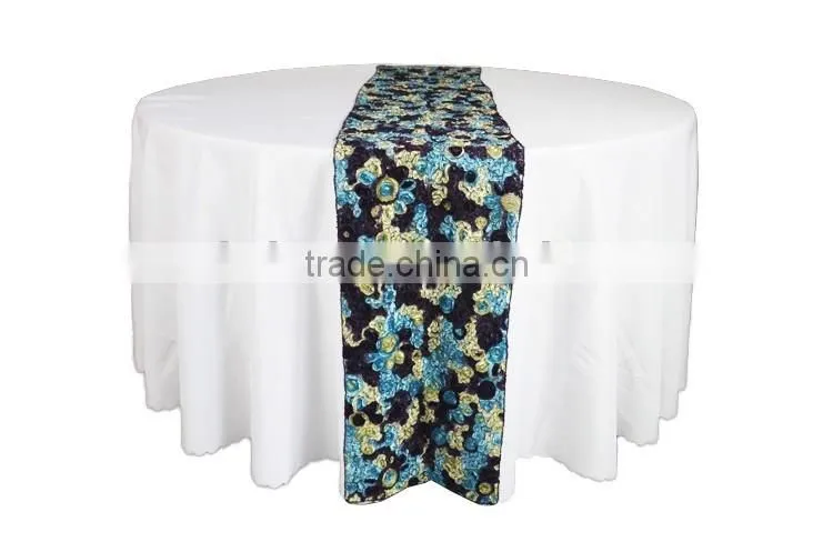 100%Polyester ribbon embroidery table runner cheap table runners