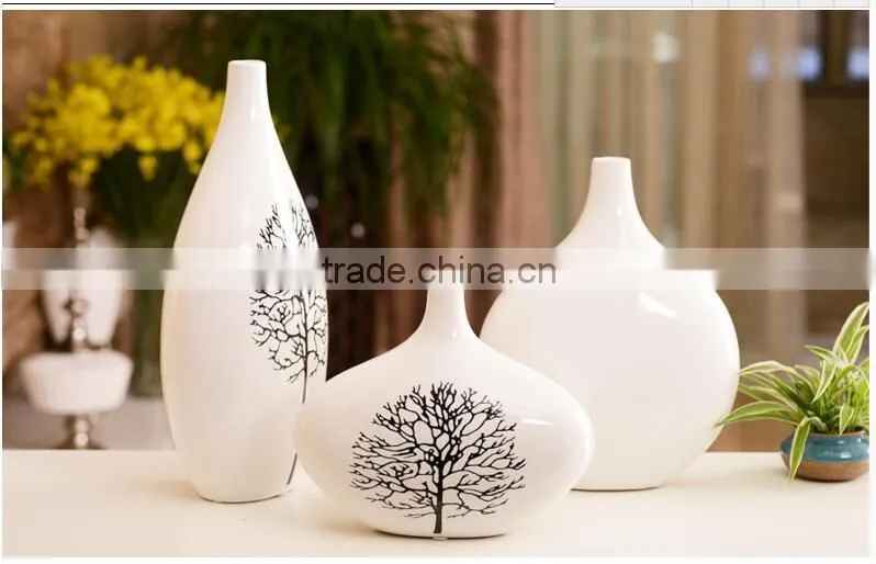Jingdezhen factory made white ceramic flower vase with 3 pics a set