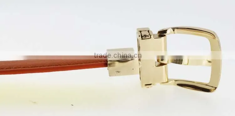 2015 colorful Lady reversible leather belt with shiny gold remove buckles in YiWu