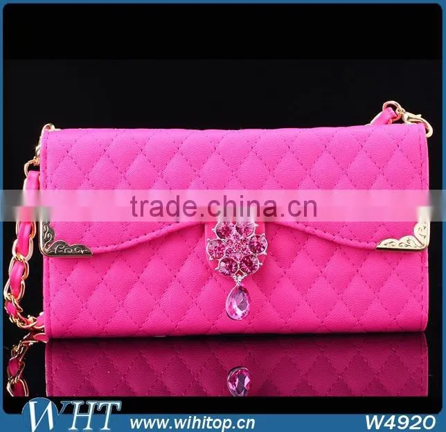 Hot New Products 2015 Trifold Design for Sony Xperia Z3 Wallet Case with Elegant Chain