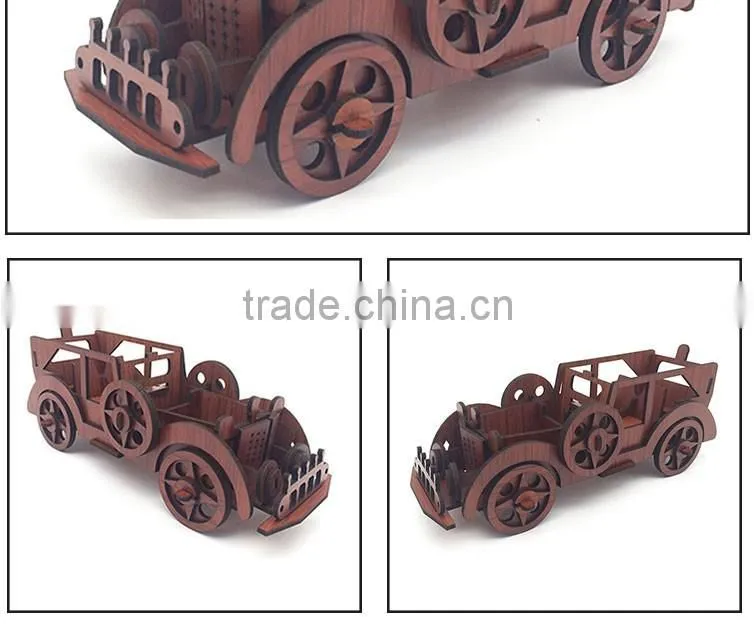 Luxurious classic cars Laser cutting wooden puzzle for kids