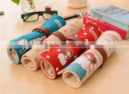 Newest cute Pula girl roll up school pencil case china supplier