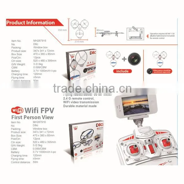 New arrival 2.4G wifi live transmission RC quadcopter toy drone
