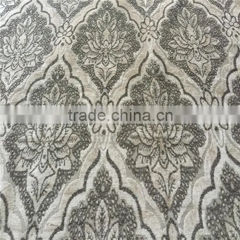 2015 100%polyester jacquard velvet with shiny yarn
