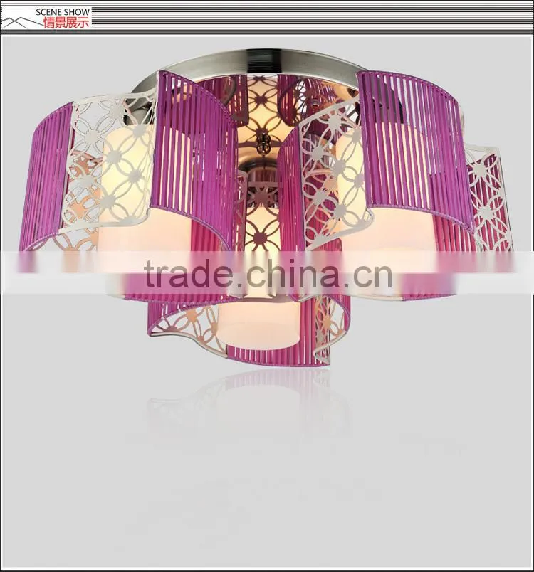 Nice Apperance Fabric Ceiling Lights E27 Base Purple Iron LED Ceiling Lights